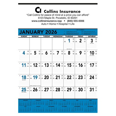 Triumph® Calendars Blue & Black Contractor Memo Calendar