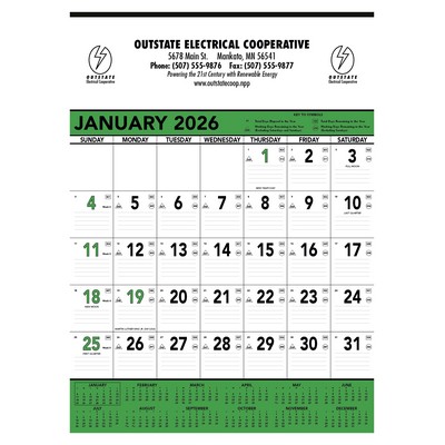 Triumph® Calendars Green & Black Contractor Memo Calendar